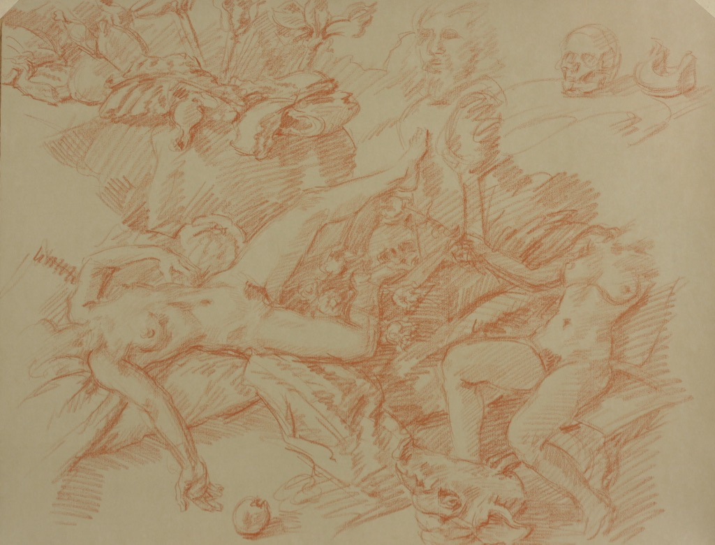 Danae; chalk on paper, 48 x 62 cm, 2010