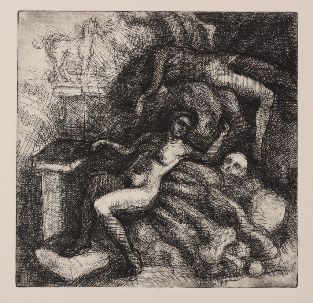 Bacchantes; etching/drypoint, 25 x 25 cm, 2014